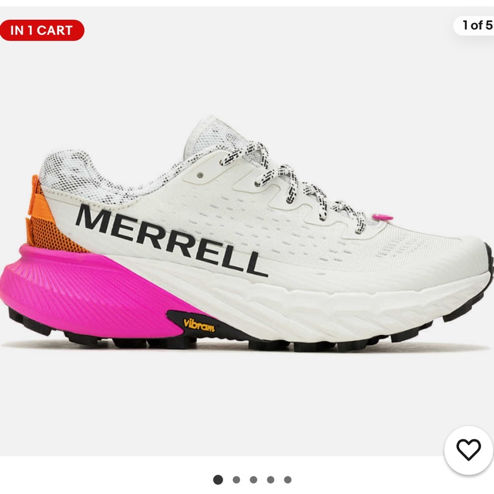 Merrell Agility Peak 5 White Multi Hiker Sneaker Shoe